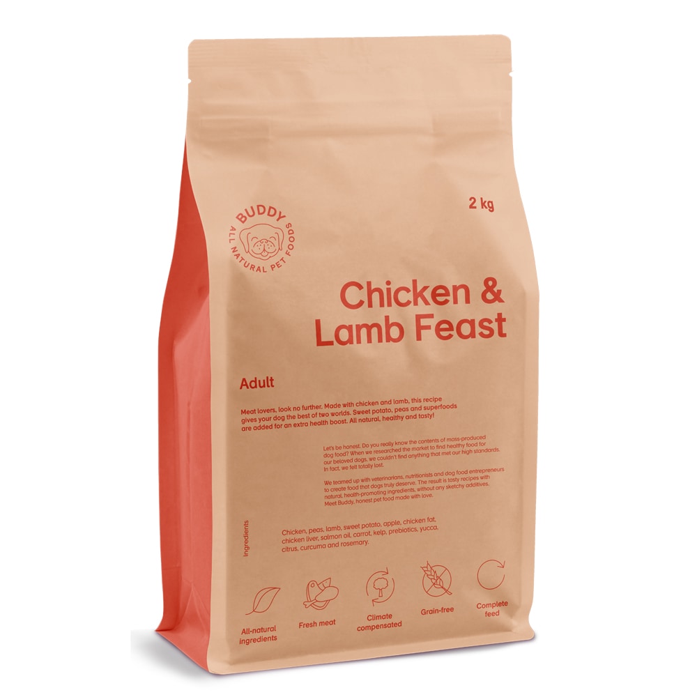 Hundefôr 2 kg Chicken & Lamb Feast BUDDY